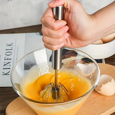 Durable Stainless Steel Semi-Automatic Egg Beater for Effortless Mixing and Beating in Kitchen Baking