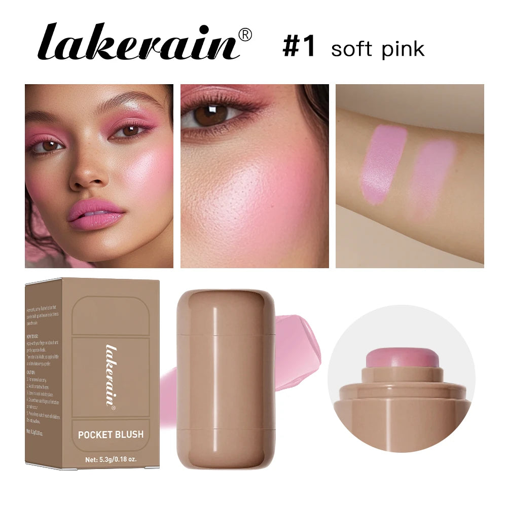 3In1 Cheek Lip Tinted Moistured Blush Stick Waterproof Easy Color Rouge Silky Smooth Blusher Cream Matte Contour Makeup