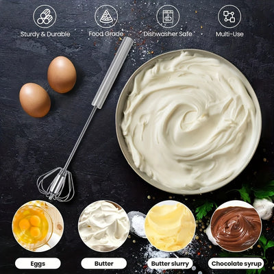 Durable Stainless Steel Semi-Automatic Egg Beater for Effortless Mixing and Beating in Kitchen Baking